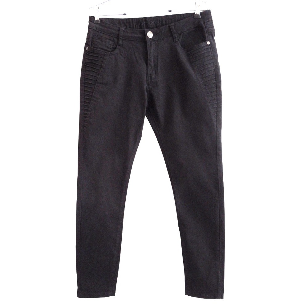Machine Nouvelle Mode Black Moto Skinny Jeans Ribbed Panel Size 13 32 NEW